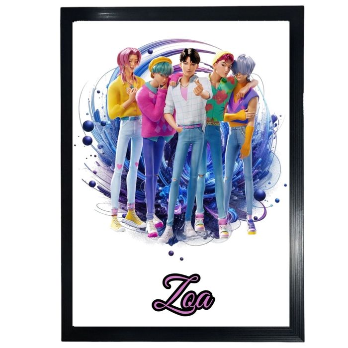 Cadre noir Kpop Demon Hunters personnalisé prénom au choix