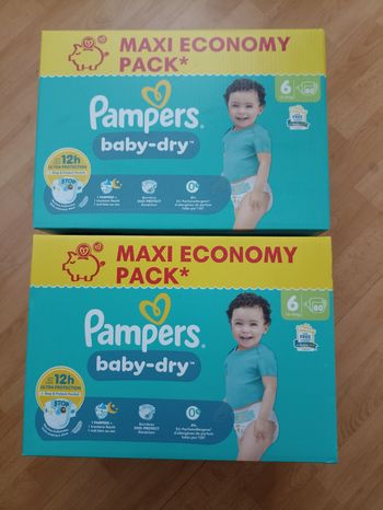2 cartons de couches Pampers baby-dry T6 taille 6