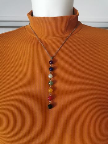 Collier pendentif pierres 7 chakras