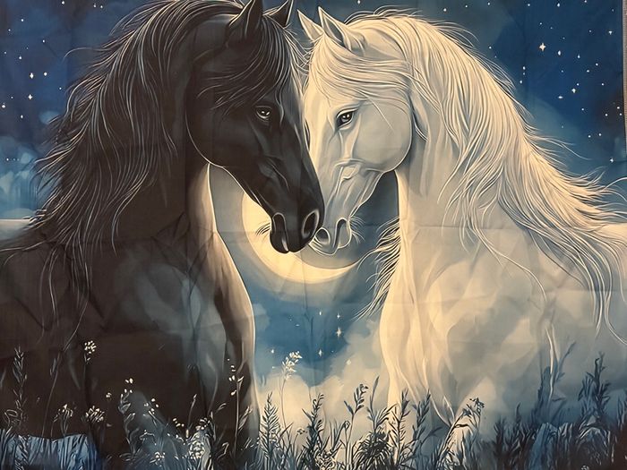 Toile murale décorative couple de chevaux - photo numéro 4