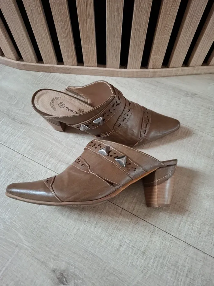 Sabots cuir Trendstyle marrons T 37 - photo numéro 2