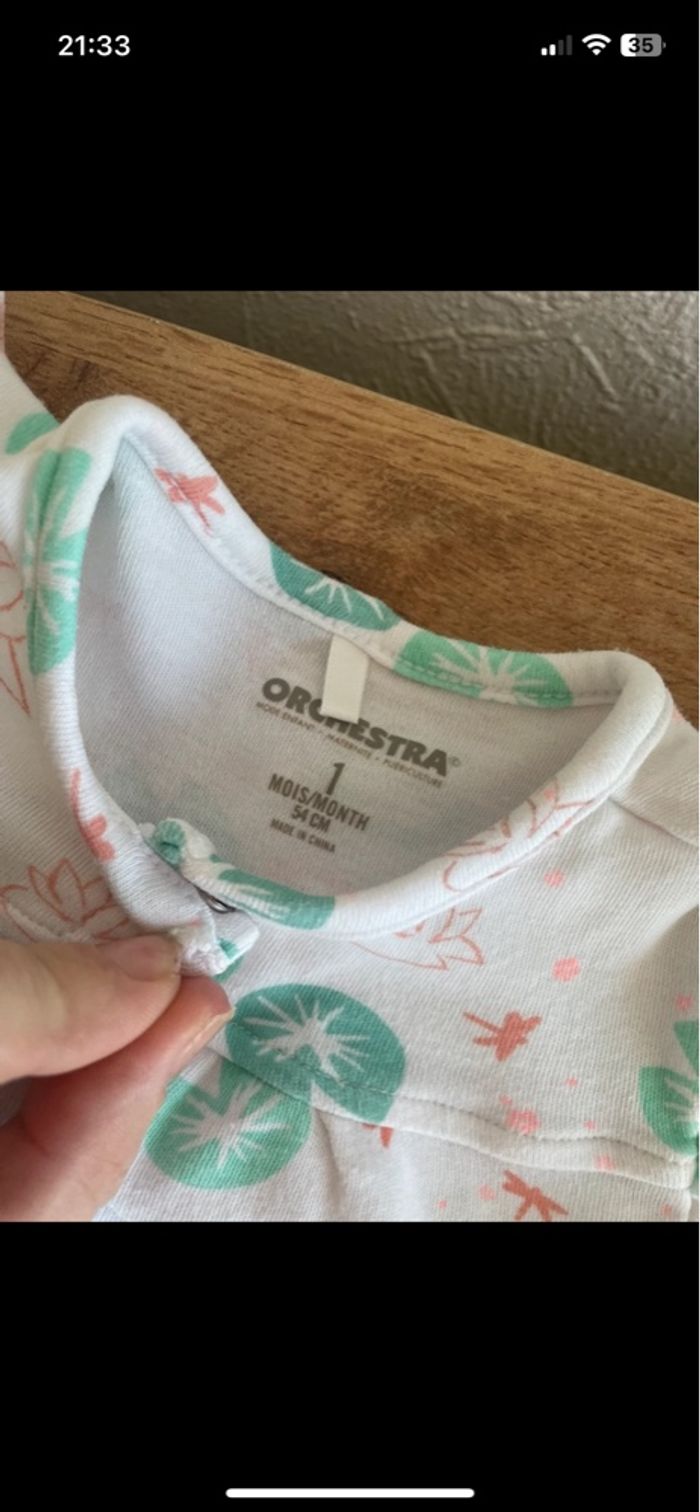 Lot de 2 pyjama en coton blanc orchestra bb 1 mois - photo numéro 6