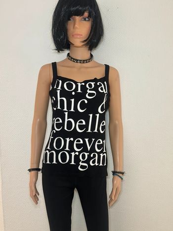 Débardeur Noir Morgan avec Inscription Blanche – Taille 38 🌟