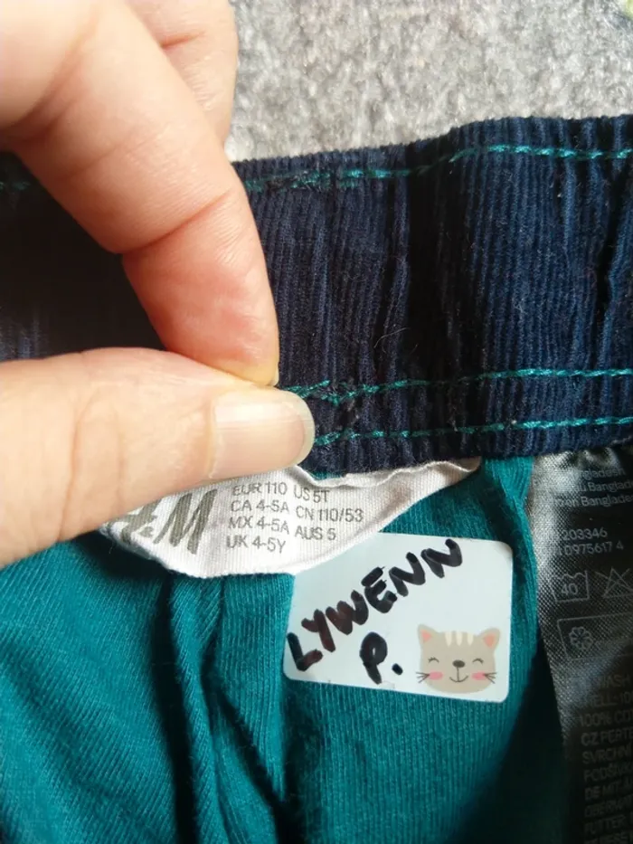 Pantalon velours bleu marine, H&M taille 110 / 4-5 ans - photo numéro 4