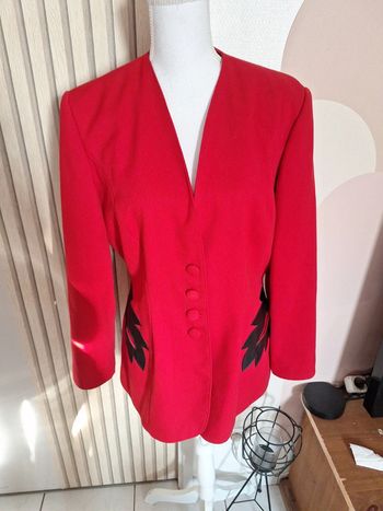 Veste vintage Karess Paris – rouge avec détails noirs – T 4 (équiv. 40/42) #F42XL-40