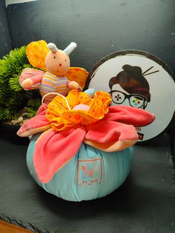 Doudou musical Papillon bleu Zéphir et Zoé sur boule moulin roty Ancien Peluche