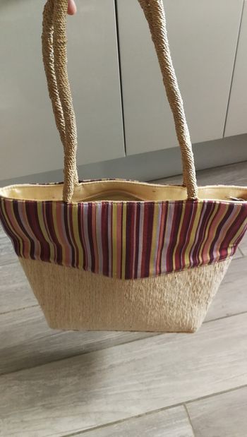 Sac cabas en corde et tissu à rayures