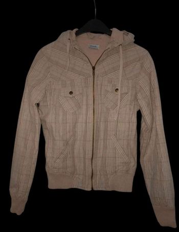 Blouson à capuche de couleur beige à carreaux, très bon état,
Taille : M