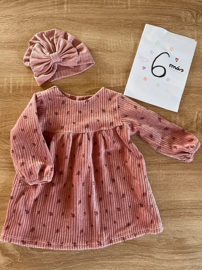 Robe et bandeau bébé fille 6 mois
