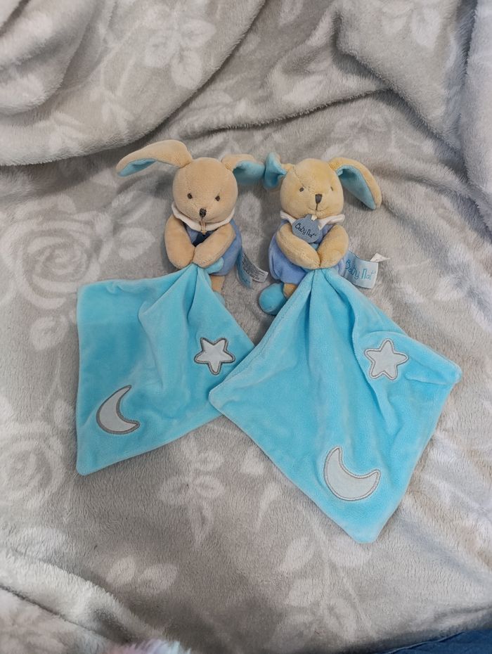Lot 2 doudou plat lapin
