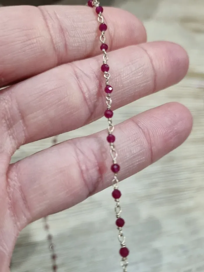 Collier "ELSA" Couleur : Argent- Pierres : Rubellite - photo numéro 6