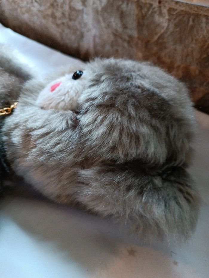 Peluche doudou plush nounours ourson ours Teddy Bear gris grey vintage articulé langue - photo numéro 10