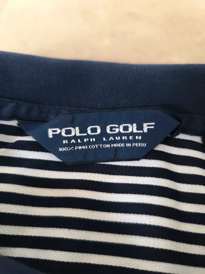 Polo Ralph Lauren Golf homme taille XL marinière rayures fines logo blanc - photo numéro 5