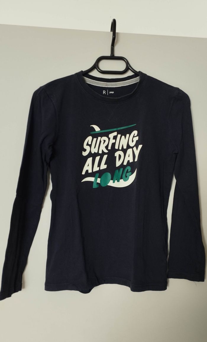 T-shirt manches longues bleu
