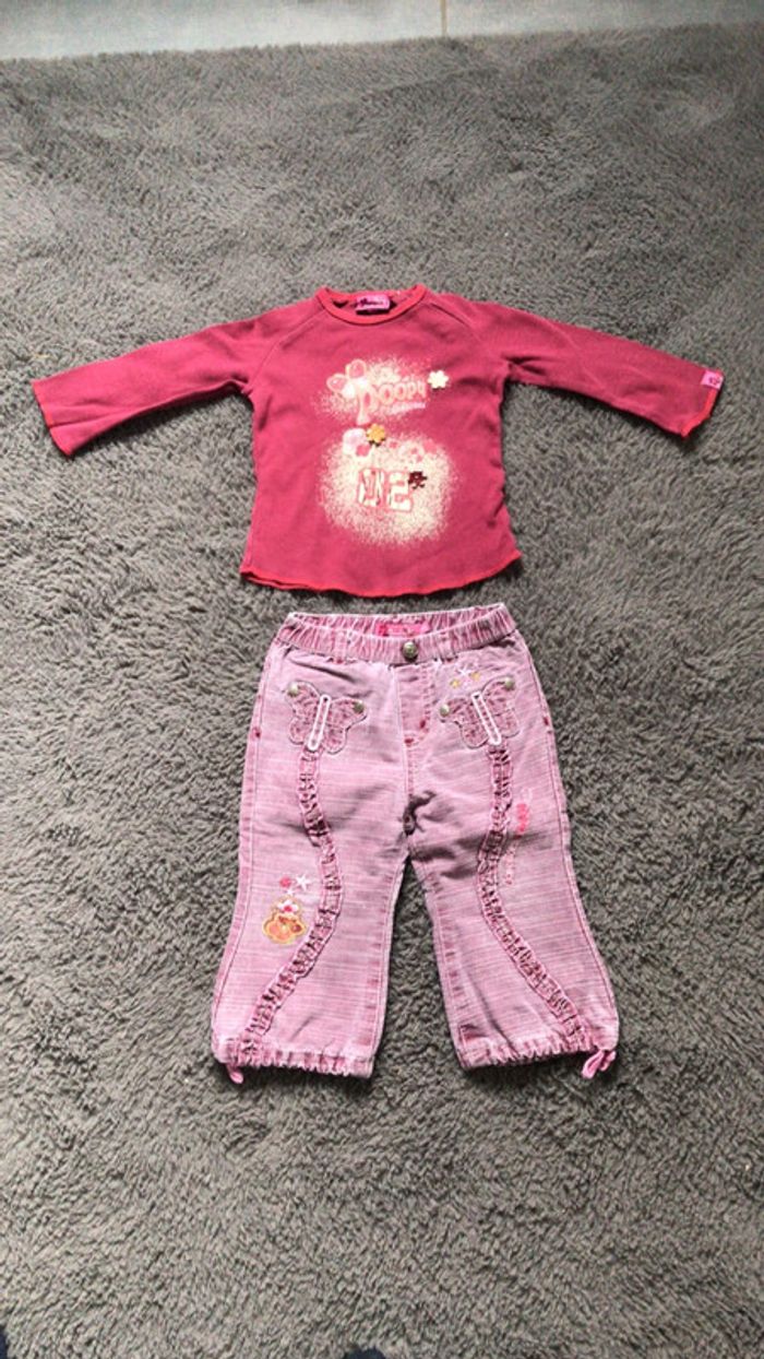 Ensemble teeshirt ML et pantalon 18 mois