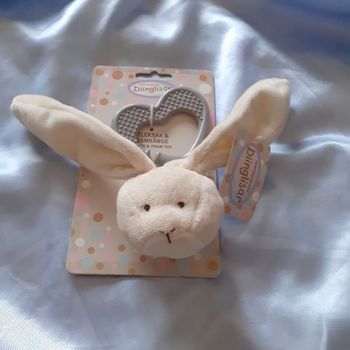 Neuf: Doudou Lapinou/anneau dentition *bruit papier froissé
