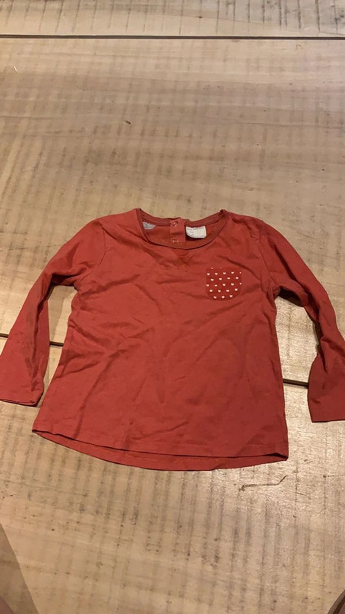 Tee-shirts manche longue rouge Zara 2/3ans