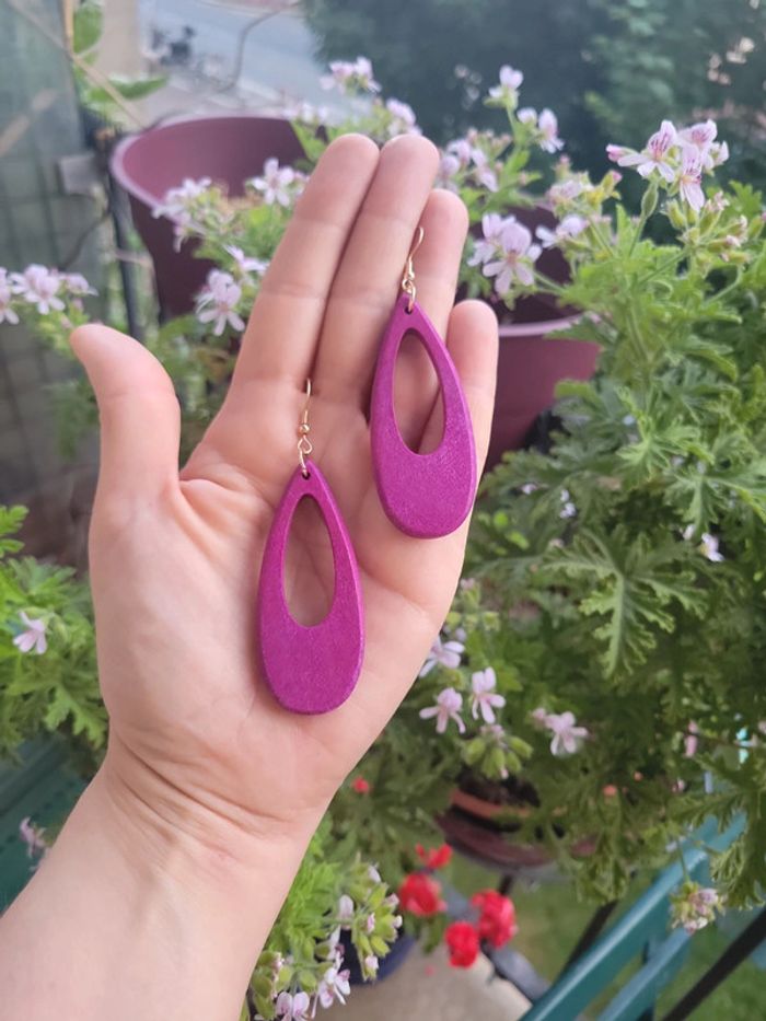 Clips goutte violette en bois - photo numéro 5