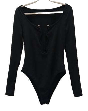 Body Noir Décolleté plongeant Armature Métal