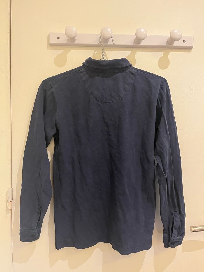 Polo manches longues bleu marine motif fleuri blanc charles le golf taille S - photo numéro 3