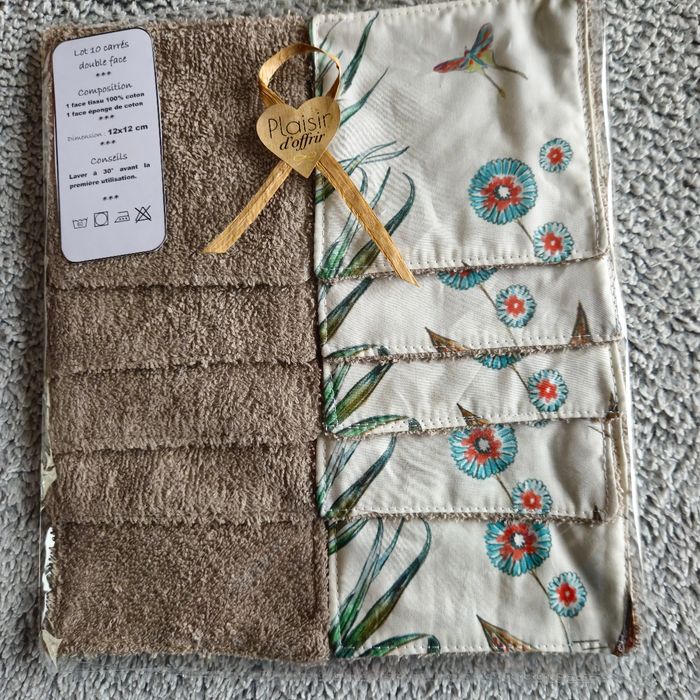 10 lingettes lavables 12x12 cm