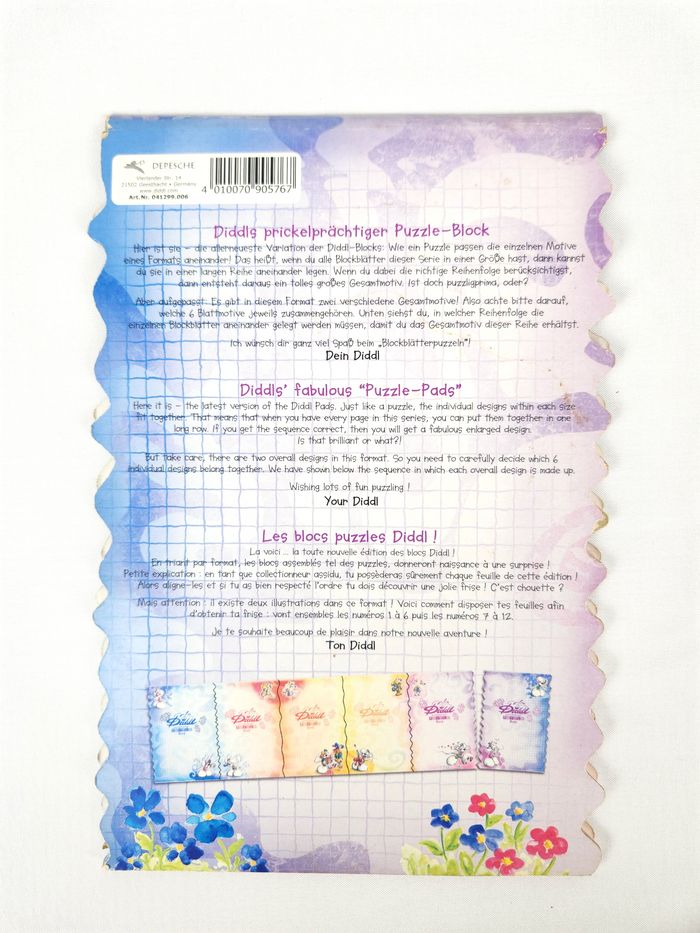 Bloc de Feuilles Diddl Original A5 "Puzzle" - 21 Feuilles - Très Bon État - photo numéro 3