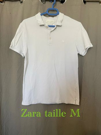 Polo à manches courtes blanc uni Zara taille M