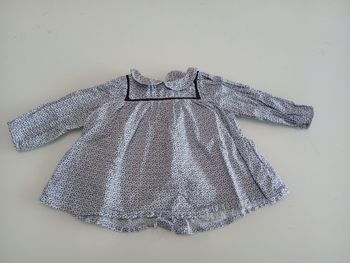 Blouse blanche et bleue à pois bout'chou 12mois