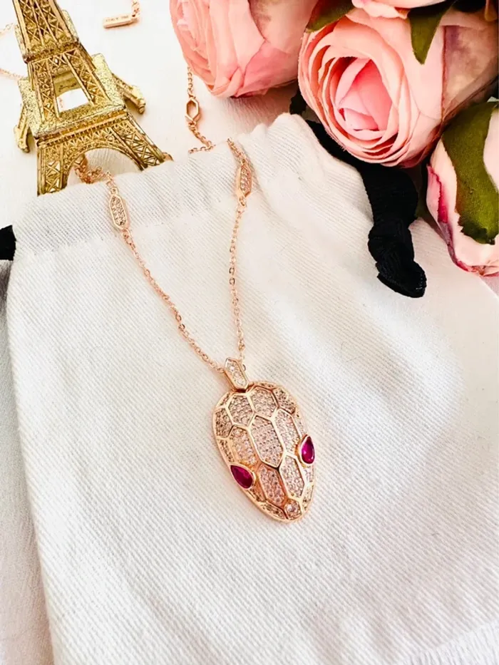 🐍Collier pendentif tête de serpent style joaillerie - photo numéro 5