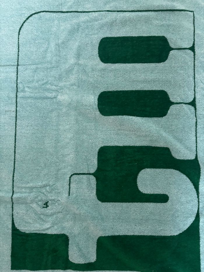 Vintage serviette de bain neuve motifs graphiques bleu et vert - photo numéro 7