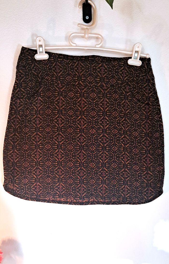 Mini-jupe vintage jacquard « geometrique chic » Taille 36 (marque Bonobo)