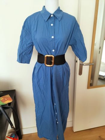 Robe chemise bleue style élégant été 