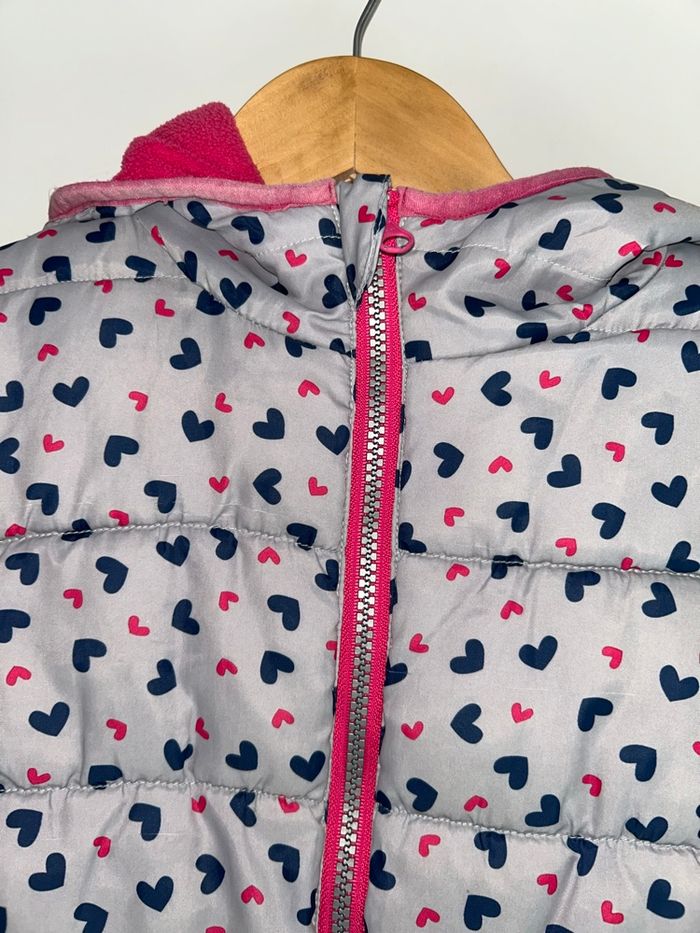 Manteau gris et rose à coeur - 9/10 ans - Tex - photo numéro 2