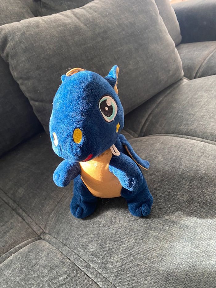 Peluche dragon bleu fizzy casi neuve - photo numéro 2