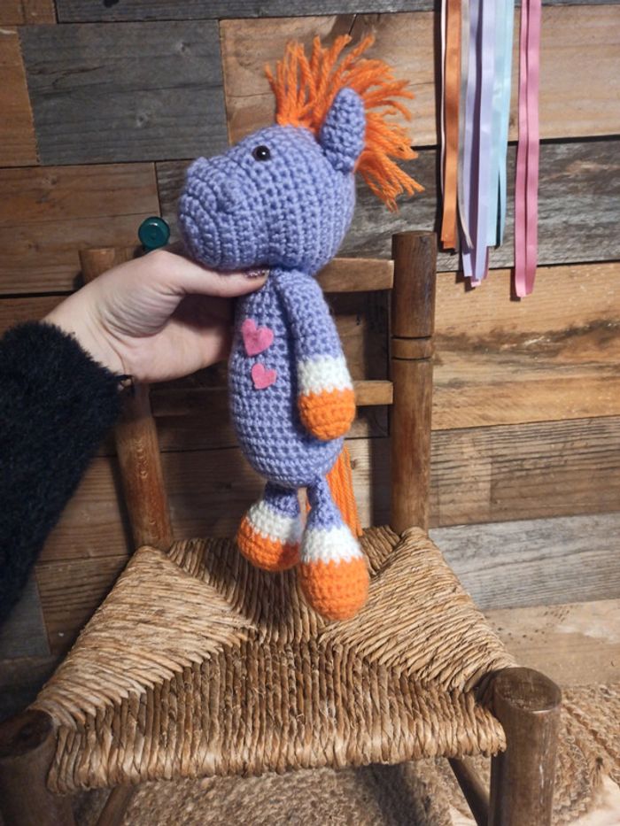 Peluche cheval laine fait main tricot tbe - photo numéro 3