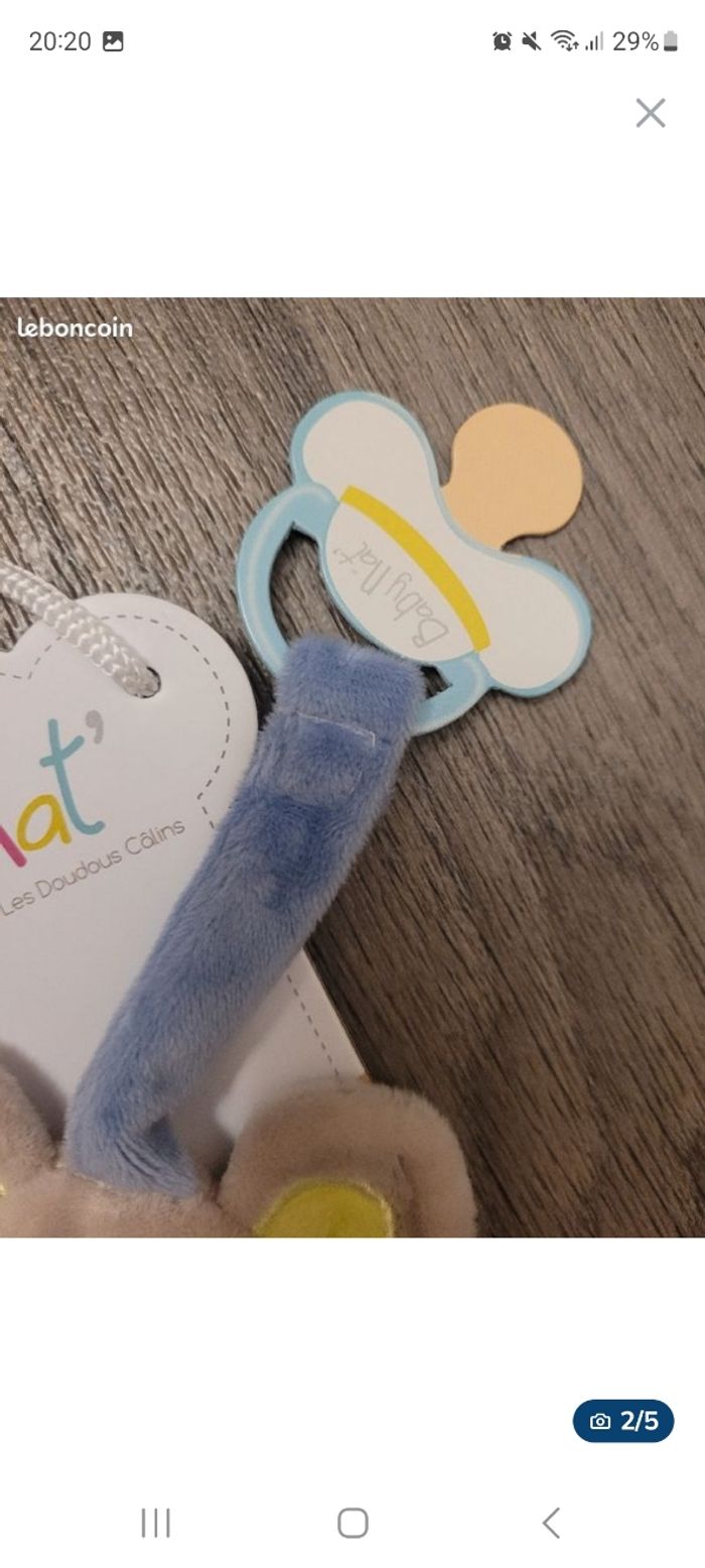 Doudou attache-sucette Doudou&Compagnie🎀 - photo numéro 2