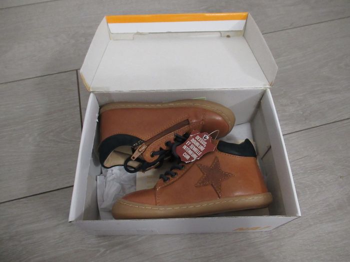 Chaussures premiers pas bébé garçon cuir à lacets et zip marron – NA Taille 23 - photo numéro 7