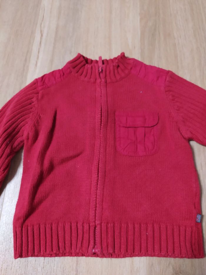 Pull Gillet zippé obaibi 12 mois rouge - photo numéro 2