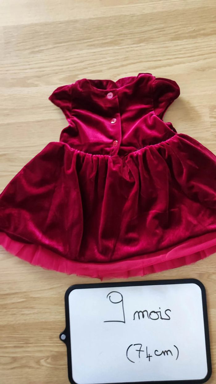 robe en velours rouge taille 9 mois - photo numéro 4