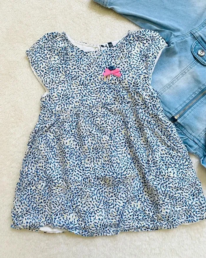 Ensemble complet robe + veste en jean + bandana assorti 6/9 mois - 3 Pommes - photo numéro 3
