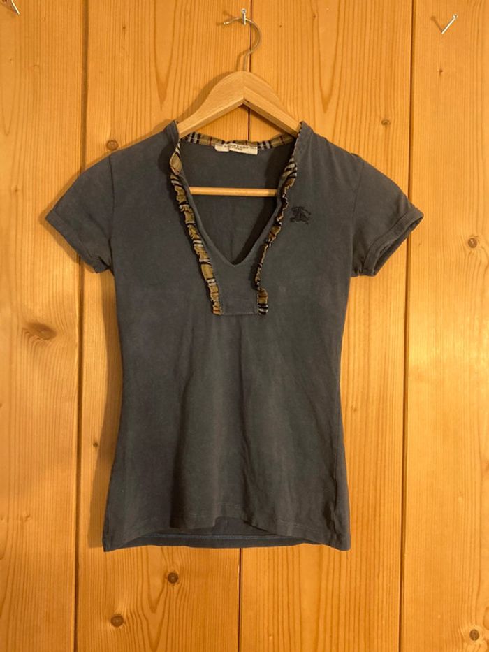 T shirt burberry bleu manches courtes