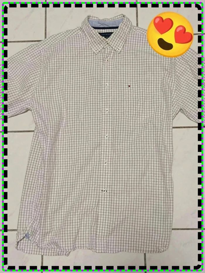 Chemise Tommy Hilfiger L vintage Y2K à carreaux logo brodé - photo numéro 2