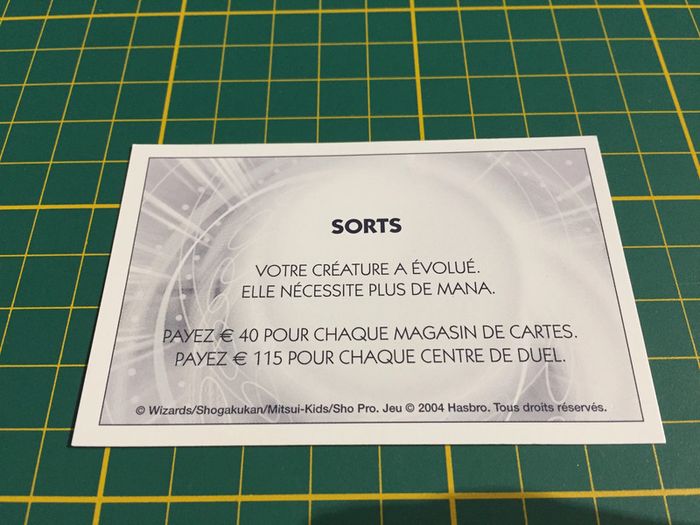 Carte sorts Votre créature a évolué pièce détachée Monopoly Duel Masters Hasbro Parker Wizards #A64