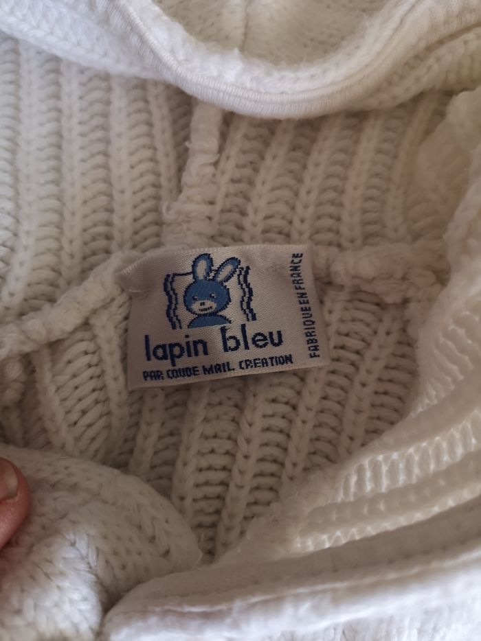 Veste blanche à capuche marque Lapin Bleu taille 3 à 6mois - photo numéro 3