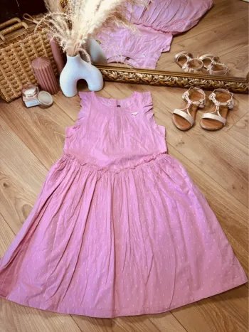 Taille 11 ans robe d’été fille Sergent Major rose pale * libellule * 🌸