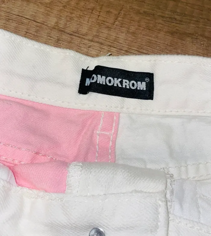 Jupes momokrom jeans rose/blanc t36 ( 2dispo idéal jumelle) - photo numéro 2