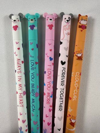 Lot de 5 Stylos animaux thème St Valentin 💘