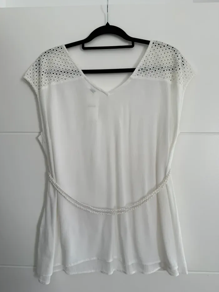 Haut t-shirt fluide blouse camicia blusa Camicetta camisa top crochet Ricamo topje Tanktop Camiseta - photo numéro 2