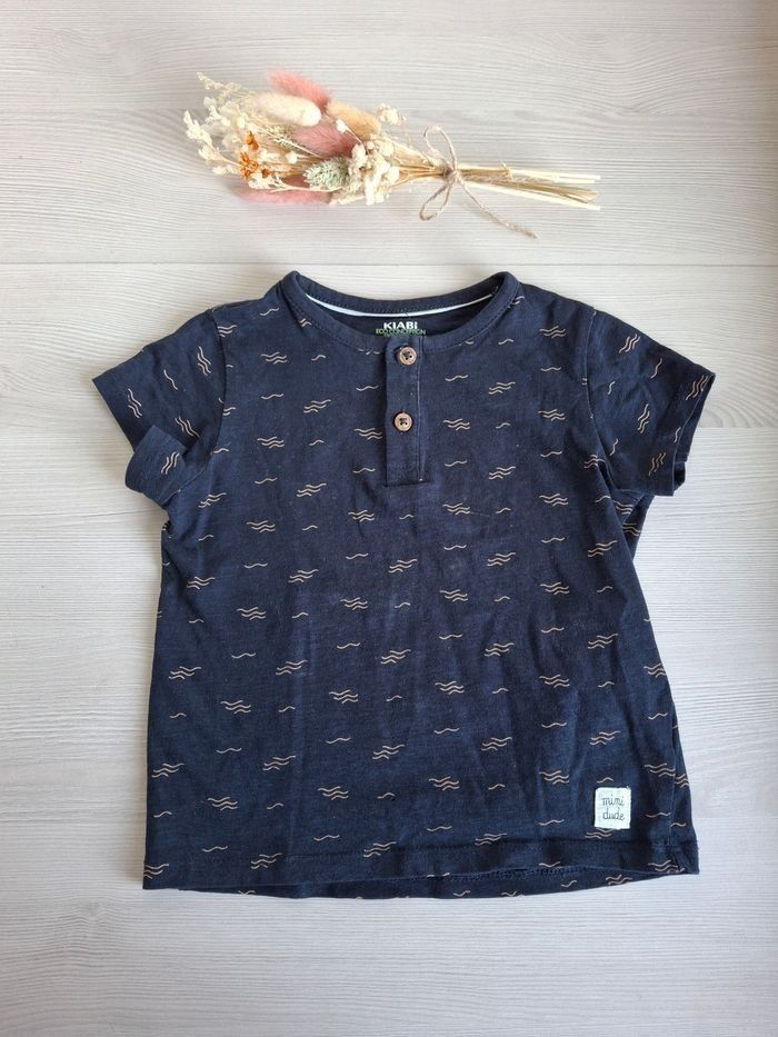 Haut Tee-shirt manches courtes bébé garçon marine marron kiabi 24 mois - photo numéro 2