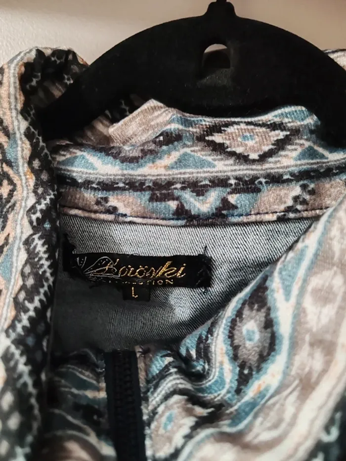 🧥 Veste mi-saison en jean & motifs ethniques – Style bohème chic – Taille M/L - photo numéro 2